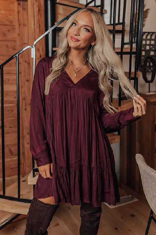 Autumn Brunch Babydoll Dress In Windsor Wine