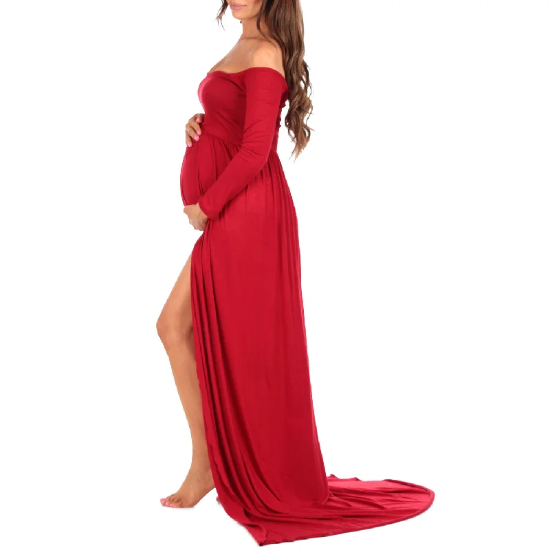 Mother Bee Maternity Off Shoulder Gown For Photoshoots