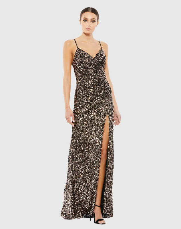 Sequined Gather Waist Gown