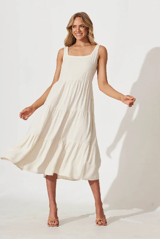 Estee Midi Dress In Oatmeal Linen