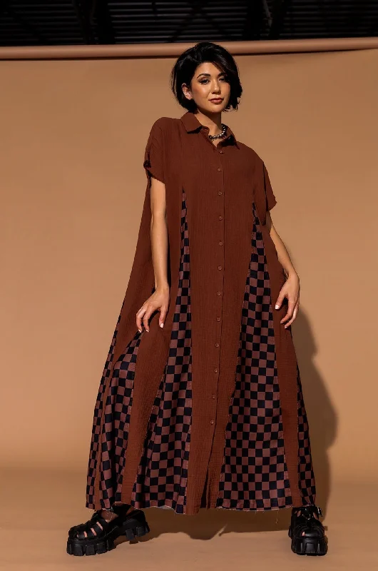 California Cool Oversized Maxi Dress in Brown