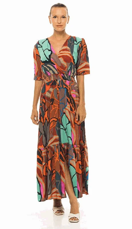 PM Gena Long v-smoke Flying Dress Multi Fonce