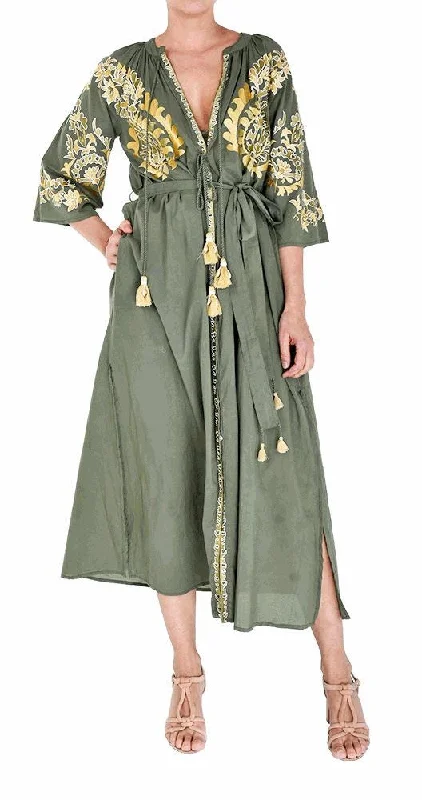 PM Pen Long Giant Paisley Tunic Vert Fonce