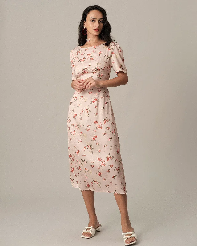 The Floral Tie Strap Cutout Midi Dress