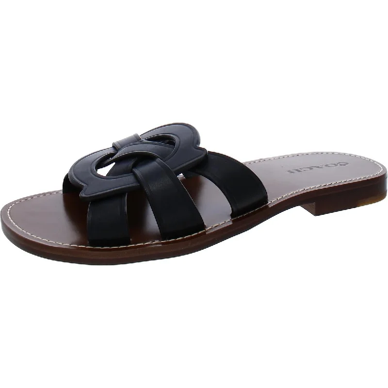 Coach Womens Issa Leather Slip On Flip-Flops