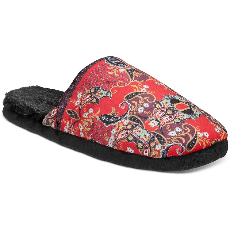 INC Mens Jacquard Faux Fur Slide Slippers