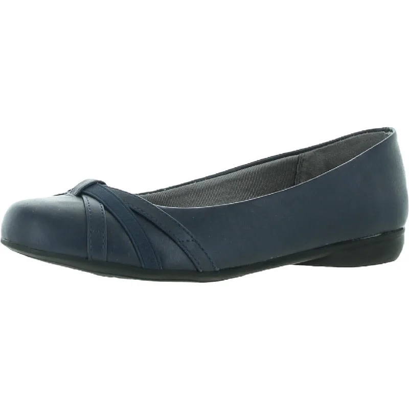 LifeStride Womens Abigail Faux Leather Round Toe Ballet Flats