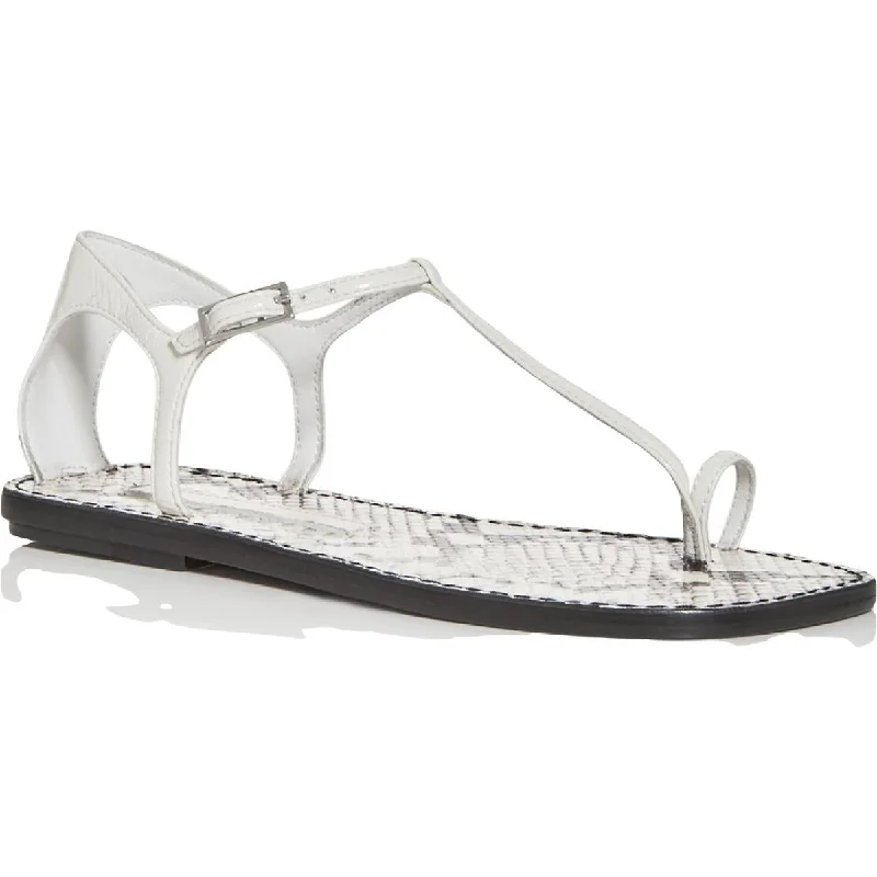 Sigerson Morrison Womens Nelson Leather T-Strap Flat Sandals