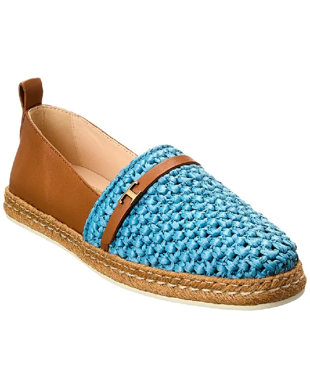 TOD’s Gomma Raffia & Leather Espadrille